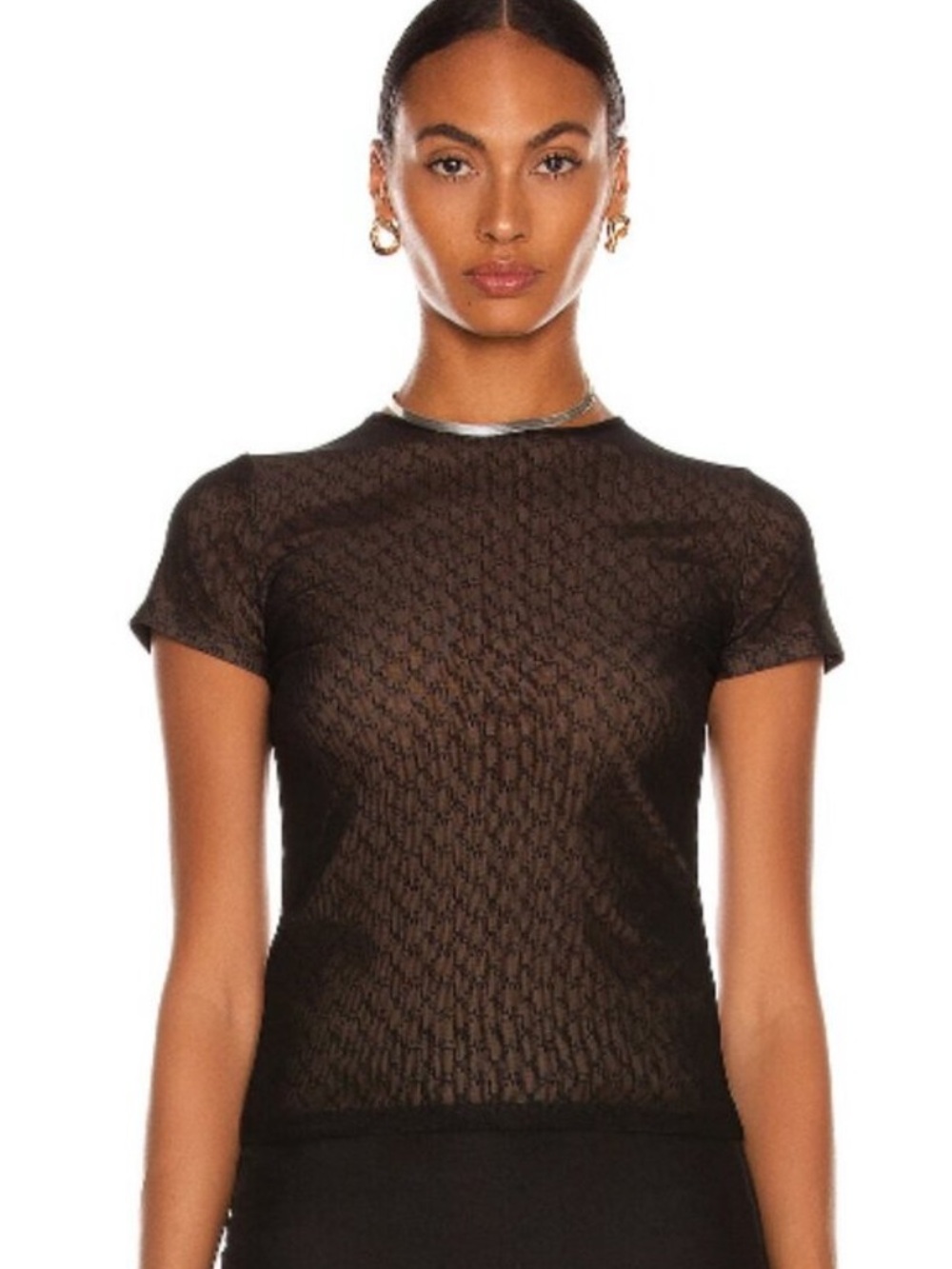 Miaou Mini Tee in Black Monogram
